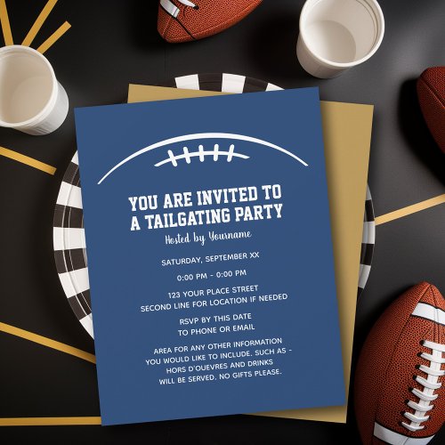 Football Tailgating Party _ blue gold Invitation