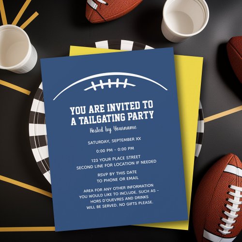 Football Tailgating Party _ blue yellow Invitation