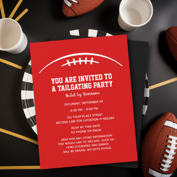 Football Tailgating Party - Red Black Invitation by MyRazzleDazzle at Zazzle