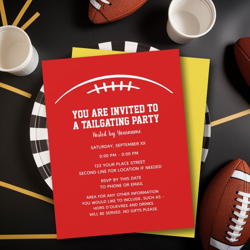 Football Tailgating Party _ red yellow Invitation