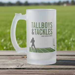 Football Tallboys & Tackles Sports Birthday Party Frosted Glass Beer Mug