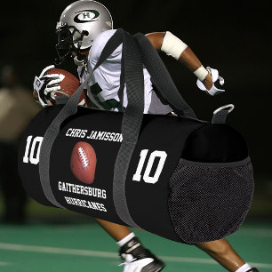 Football Team, Coach or Player Black Personalized Duffle Bag
