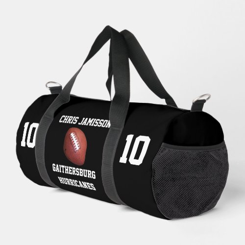 Football Team Coach or Player Black Personalized Duffle Bag