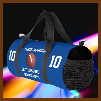 Football Team  Coach Or Player Blue Personalized Duffle Bag by SocolikCardShop at Zazzle