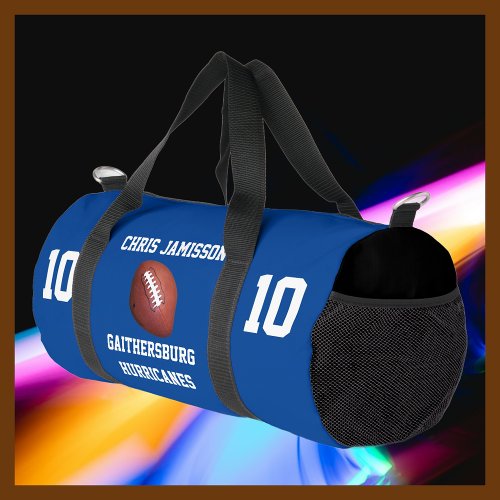 Football Team Coach or Player Blue Personalized Duffle Bag