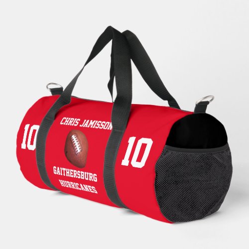 Football Team Coach or Player Red Personalized Duffle Bag