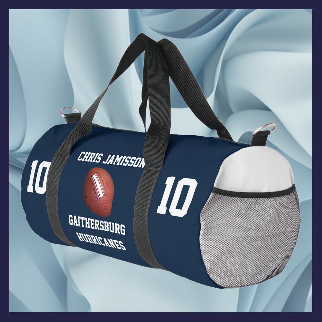 Football Team, Coach Player Navy Blue Personalized Duffle Bag (Creator Uploaded)