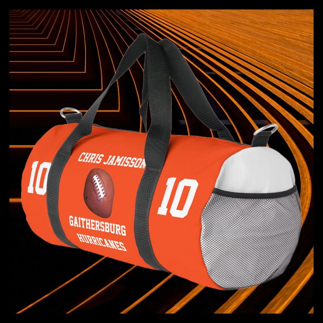 Football Team, Coach Player Orange Personalized Duffle Bag (Creator Uploaded)