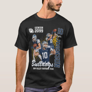 Football Team Custom Photo Senior Night Blue T-Shirt