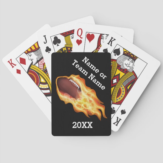 Football Team Gift Ideas with TEAM NAME and YEAR Poker Cards (Back)