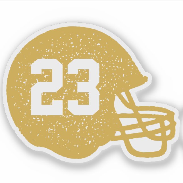 Football team helmet personalized golden yellow sticker (Front)
