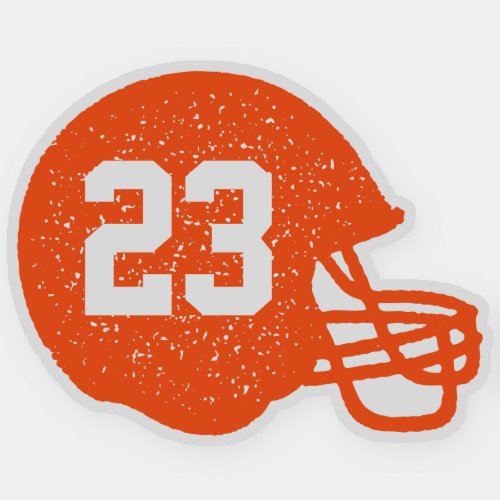 Football team helmet personalized number orange sticker