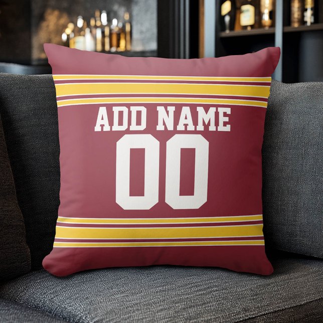 Football Team Jersey with Custom Name Number Throw Pillow (Custom Sporty Pillow)