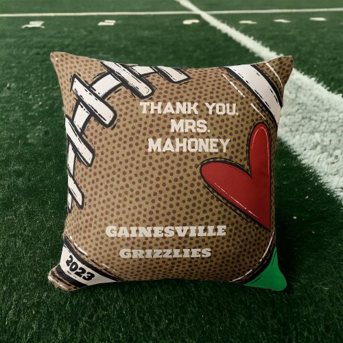 Football Team Mom Personalized Team Name Year Gift Throw Pillow