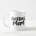 Football team mom trendy black type personalized coffee mug<br><div class="desc">Football mom life! This trendy and stylish design is perfect for those early morning games and for the morning after a late night game or practice. With room for custom text you can include last name, team name, number or more. Makes a great gift for Mother's Day and is also...</div>
