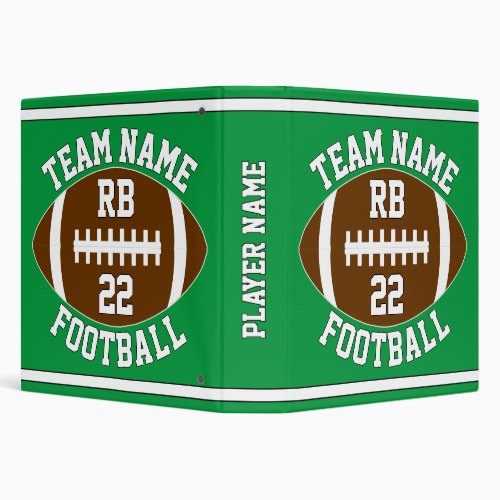 Football Team Name  Color Player Name and Number  3 Ring Binder