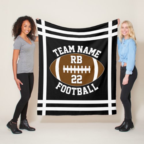 Football Team Name Player Position and Number Fleece Blanket