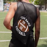 Football Team Name Player Position &amp; Number Custom Drawstring Bag at Zazzle