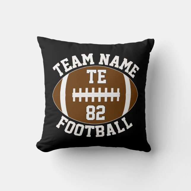 Football Team Name Player Position & Number Custom Throw Pillow (Front)