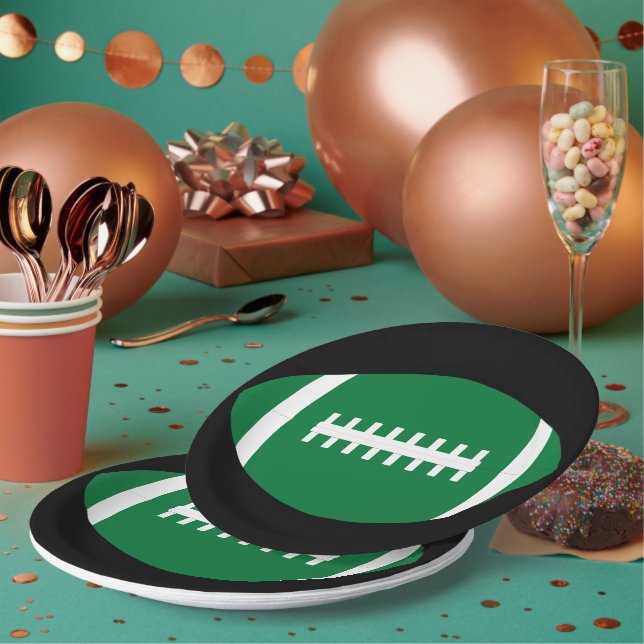 Football Team Party/Banquet Green Football Sports Paper Plates (Multi)