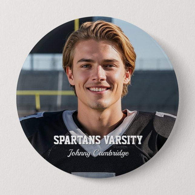 Football Team Player Custom Photo Buttons (Front)