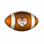 Football Team Powder Puff Ornament<br><div class="desc">"Powder Puff" in a raised brown font surrounded with an embossed pink heart inset into a football. Makes a great gift for Powder Puff Team Members or anyone who supports Powder Puff Football.</div>