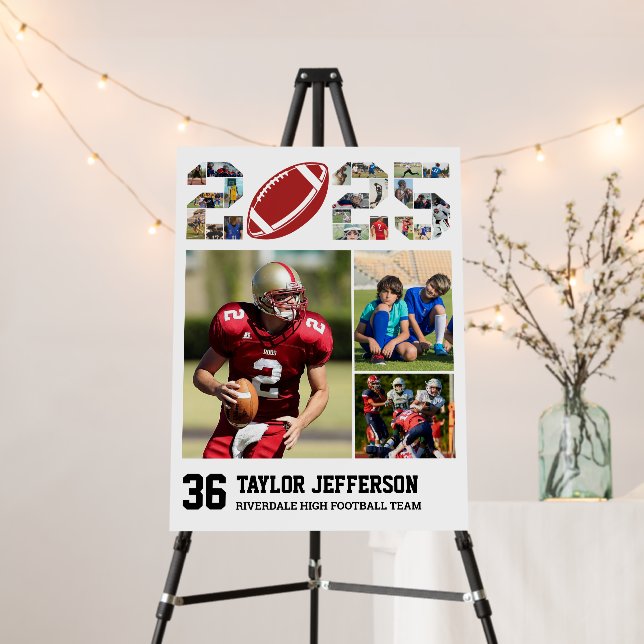 Football Team Senior 2025 Sports Photo Collage Foam Board (In Situ (Stand))