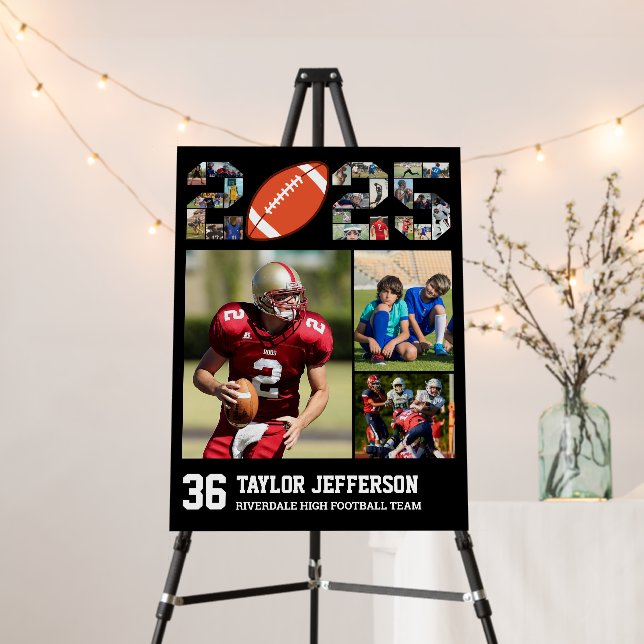 Football Team Senior Class of 2025 Photo Collage Foam Board (In Situ (Stand))