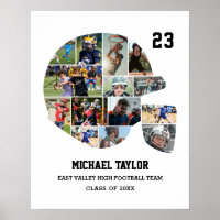 Football Team Senior Graduation Gift Photo Collage