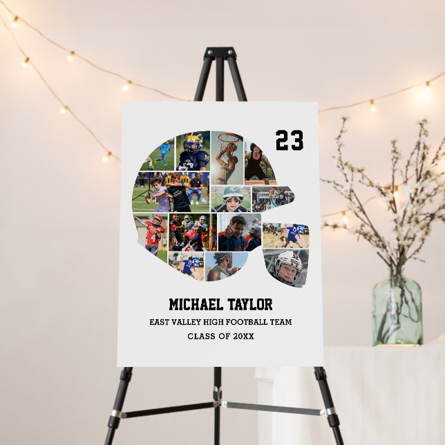 Football Team Senior Graduation Photo Collage Foam Board (In Situ (Stand))