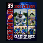 Football Team Senior Night Sports Photo Collage Poster<br><div class="desc">Personalized football senior sports photo collage for athlete and sports player. This customizable photo gift is perfect for senior night, sports award banquet or birthday gift for your athlete son, daughter or student. It's a great way to display precious moments and memories from their sports games. The poster features a...</div>