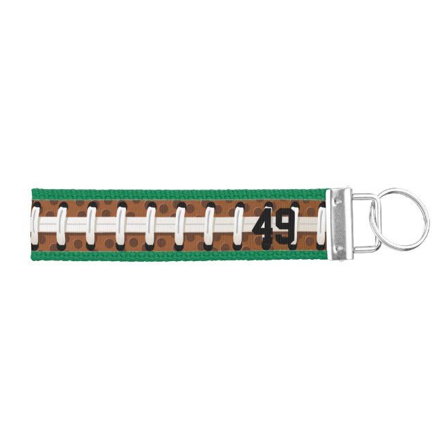 Football Team Spirit Ball Player Number Fans Fun Wrist Keychain (Keys on Right)