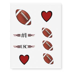 Football-Team Spirit Maroon and Black  Temporary Tattoos