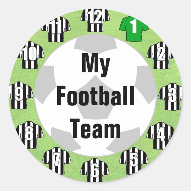 Football Team Stickers with Black & White Shirts (Front)