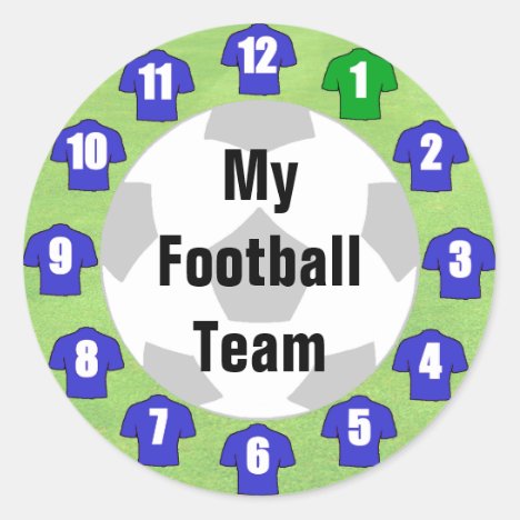Football Team Stickers with Blue Shirts