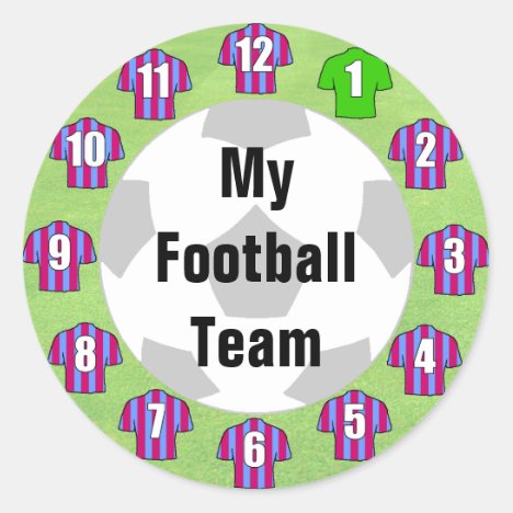 Football Team Stickers with Claret &amp; Blue Shirts
