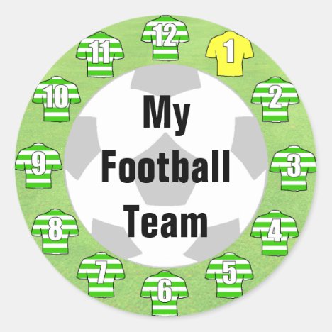 Football Team Stickers with Green Hooped Shirts