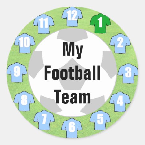 Football Team Stickers with Light Sky Blue Shirts