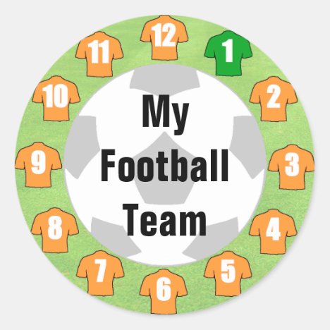 Football Team Stickers with Orange Gold Shirts