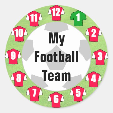 Football Team Stickers with Red &amp; White Shirts