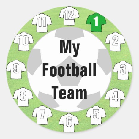 Football Team Stickers with White Shirts