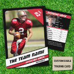 Football Team Trading Card Sport Gift Black Red<br><div class="desc">Introducing our American Football Trading Card – a bold statement of gridiron prowess against a backdrop of sleek black with dynamic red and white stripes. On the front, customize the essentials: team name, player's full name, position, and jersey number, bringing your favorite player to the forefront of the action. Flip...</div>