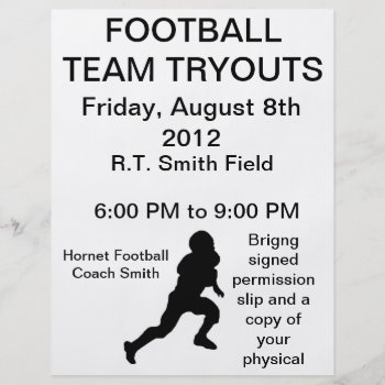 Football Team Tryouts Flyer by GreenCannon at Zazzle