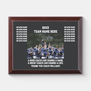 Football Thank You Coach Plaques From The Team