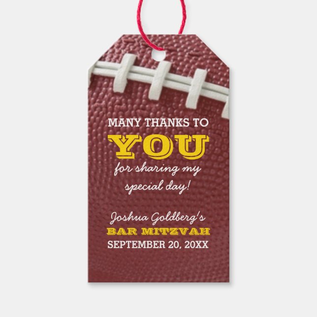 Football Thank You Favor Tag (Front)