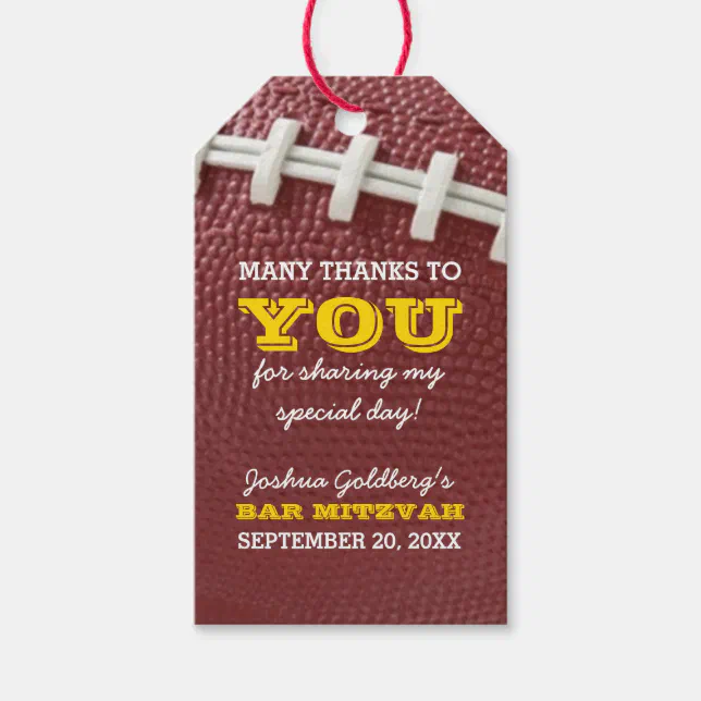 Football Thank You Favor Tag | Zazzle