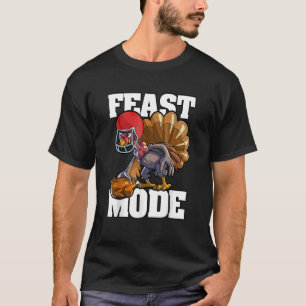 Football Thanksgiving Men Boys Feast Mode Turkey T-Shirt