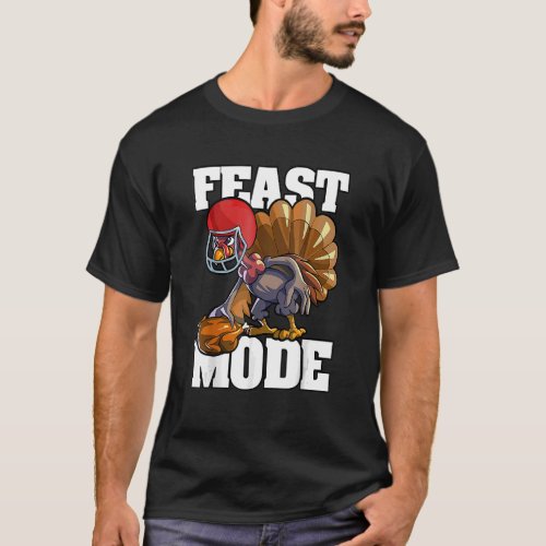 Football Thanksgiving Men Boys Feast Mode Turkey T_Shirt