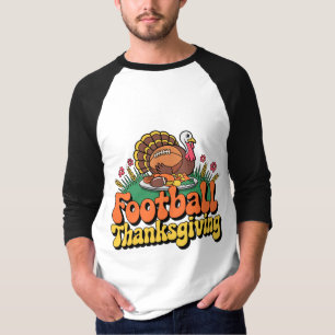Football Thanksgiving Retro Turkey Design T-Shirt