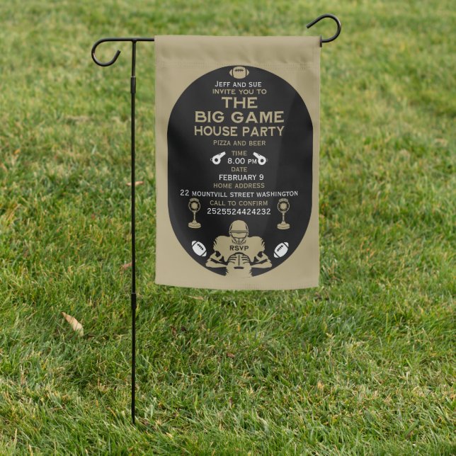 Football The Big Game TV Watch Party Garden Flag (In SItu)